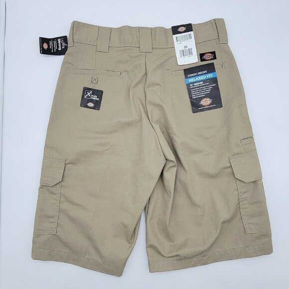 Dickies Flex Cargo Shorts Mens 30 Relaxed Fit Beige Khaki Pockets Twill Workwear - Picture 2 of 16